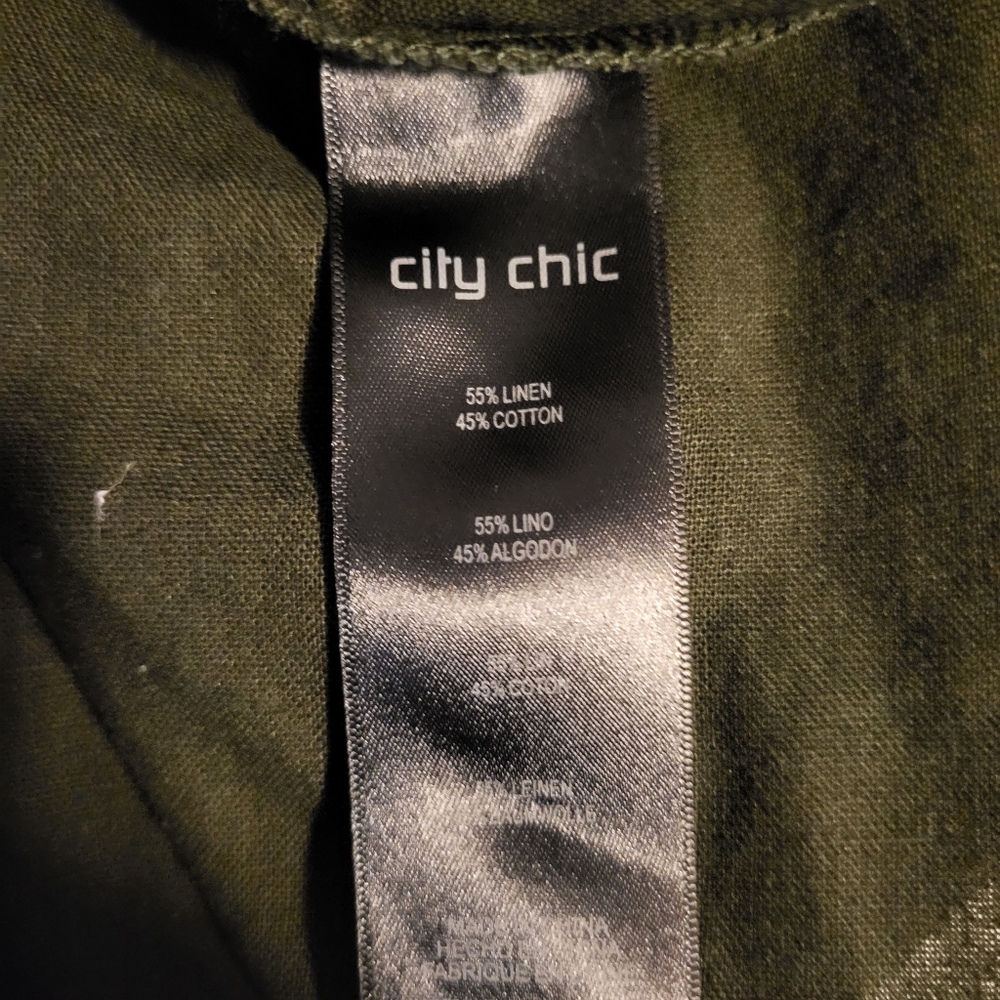 NWT City Chic Women Dress Lafayette,  Size XL/22,  Green, Linen Blended, Office - Picture 2 of 16